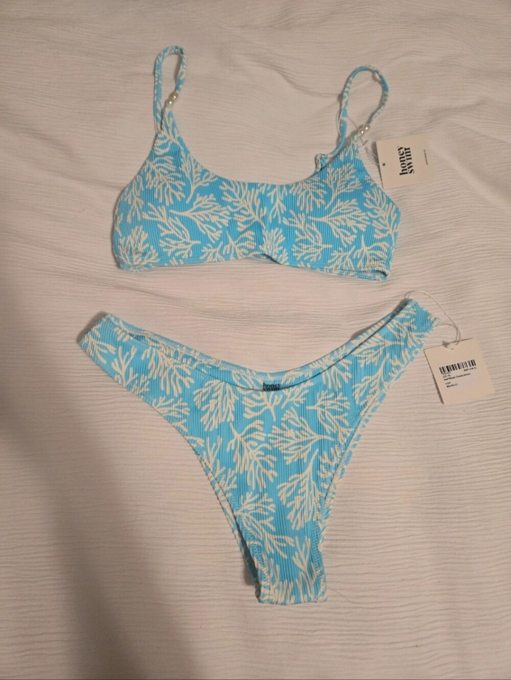 Light Blue Coral-Print Bikini Set by Sunny Swim